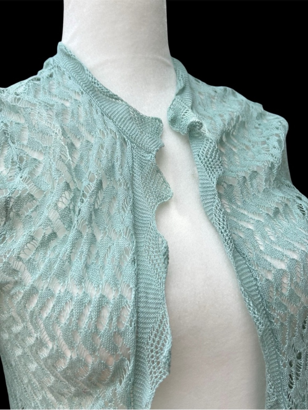 Vintage Max Azria Collection Cardigan Lace Crochet Open Front Green - Picture 5 of 13